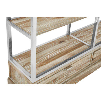 Orsina Richmond Shelving Unit with Ladder – Whitewashed Pine & Silver