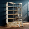 Orsina Richmond Shelving Unit with Ladder – Whitewashed Pine & Silver