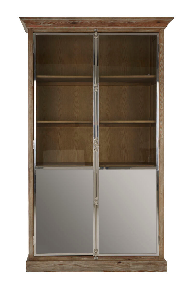 Orsina Richmond Whitewashed Pine Wood 2 Door Glass Display Cabinet