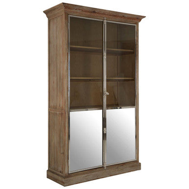Orsina Richmond Whitewashed Pine Wood 2 Door Glass Display Cabinet