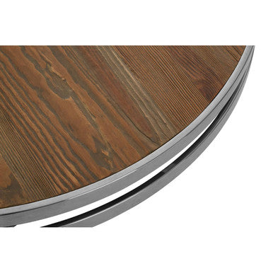 Orsina Richmond Round Coffee Table – Natural Pine and Silver Metal