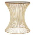 Orsina Templar Hourglass Side Table – Gold Metal Base with Wood Top
