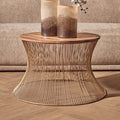 Orsina Templar Coffee Table – Wood Top with Gold Hourglass Base