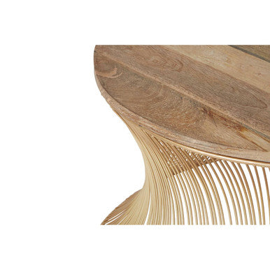 Orsina Templar Coffee Table – Wood Top with Gold Hourglass Base