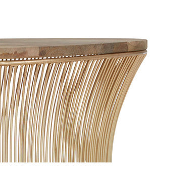 Orsina Templar Coffee Table – Wood Top with Gold Hourglass Base