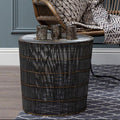 Orsina Templar Drum Side Table – Silver Iron Wire with Gold Accents