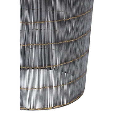 Orsina Templar Drum Side Table – Silver Iron Wire with Gold Accents