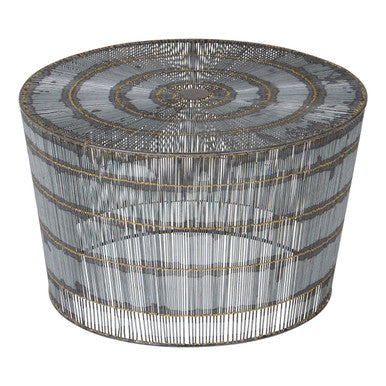 Orsina Templar Round Wireframe Coffee Table – Natural Iron Base