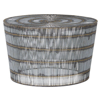 Orsina Templar Round Wireframe Coffee Table – Natural Iron Base