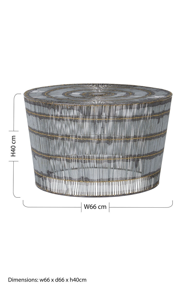 Orsina Templar Round Wireframe Coffee Table – Natural Iron Base