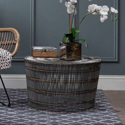 Orsina Templar Round Wireframe Coffee Table – Natural Iron Base