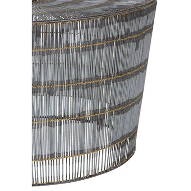 Orsina Templar Round Wireframe Coffee Table – Natural Iron Base