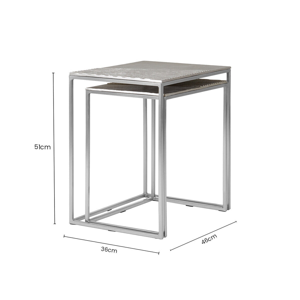 Orsina Templar Rectangular Nesting Tables – Silver Nickel & Aluminium