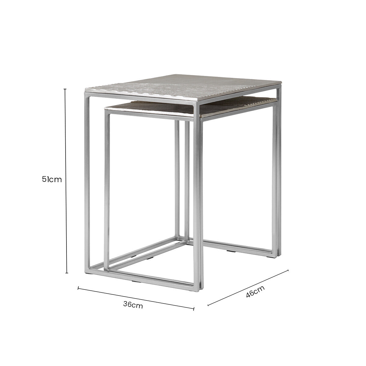 Orsina Templar Rectangular Nesting Tables – Silver Nickel & Aluminium