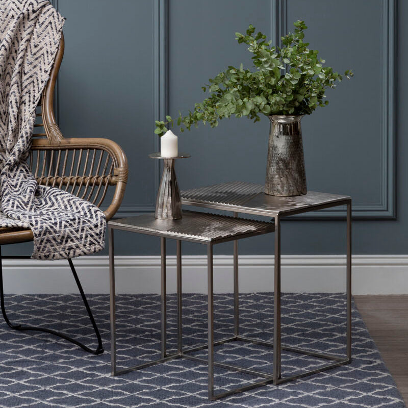 Orsina Templar Rectangular Nesting Tables – Silver Nickel & Aluminium