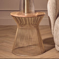 Orsina Small Coffee Table – Natural Wood Top with Gold Hourglass Base