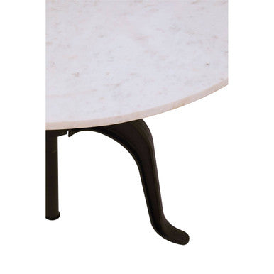 Orsina Vasco White Marble Bar Table – Adjustable Black Iron Legs