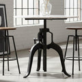 Orsina Vasco White Marble Bar Table – Adjustable Black Iron Legs
