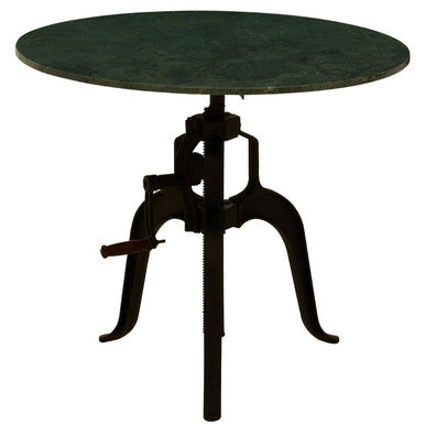 Orsina Vasco Green Marble Bar Table – Adjustable Iron Crank Side Table