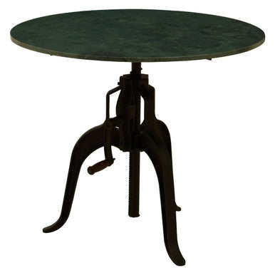 Orsina Vasco Green Marble Bar Table – Adjustable Iron Crank Side Table