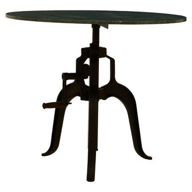 Orsina Vasco Green Marble Bar Table – Adjustable Iron Crank Side Table