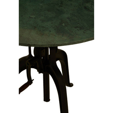 Orsina Vasco Green Marble Bar Table – Adjustable Iron Crank Side Table