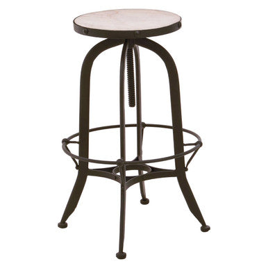 Orsina Vasco Bar Stool – White Marble Seat and Black Iron Frame
