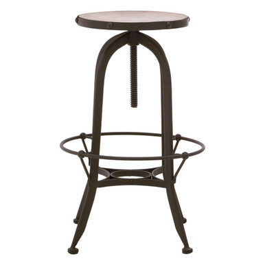 Orsina Vasco Bar Stool – White Marble Seat and Black Iron Frame