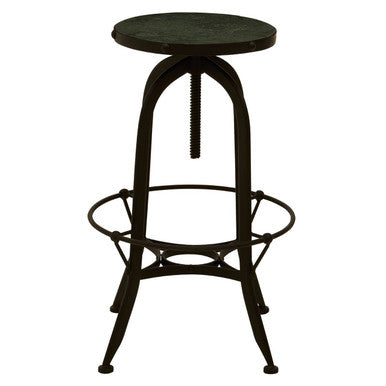 Orsina Vasco Bar Stool – Green Marble Seat and Black Iron Frame