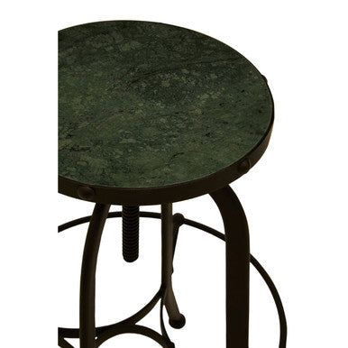Orsina Vasco Bar Stool – Green Marble Seat and Black Iron Frame