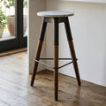 Orsina Vasco Industrial Bar Stool – Round Wood Seat & Black Iron Legs