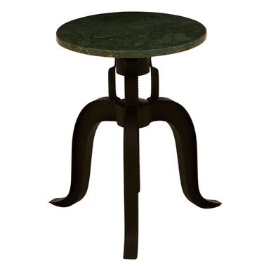 Orsina Vasco Green Marble Bar Stool | Adjustable Black Iron Base