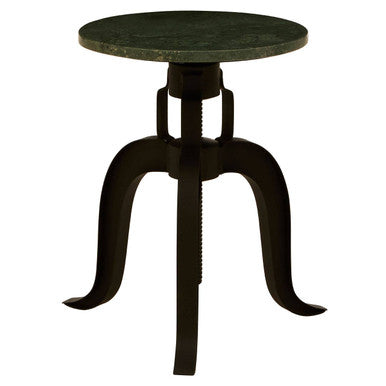 Orsina Vasco Green Marble Bar Stool | Adjustable Black Iron Base