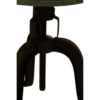 Orsina Vasco Green Marble Bar Stool | Adjustable Black Iron Base