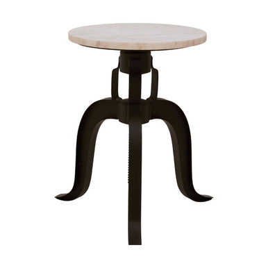 Orsina Vasco Adjustable Bar Stool – White Marble & Black Iron
