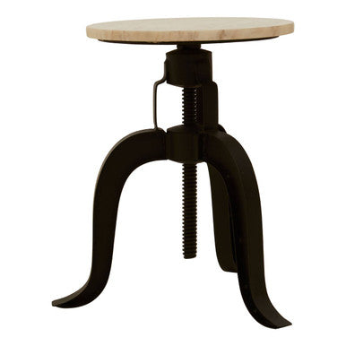 Orsina Vasco Adjustable Bar Stool – White Marble & Black Iron