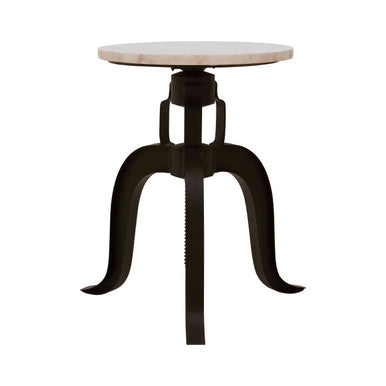 Orsina Vasco Adjustable Bar Stool – White Marble & Black Iron