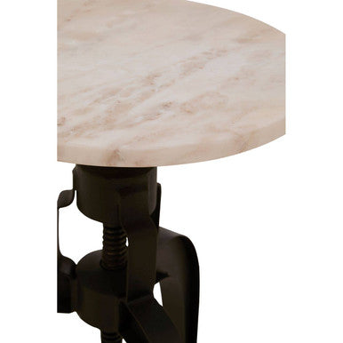 Orsina Vasco Adjustable Bar Stool – White Marble & Black Iron