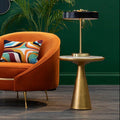 Orsina Lino White Marble Side Table – Gold Finish Wood Base