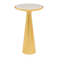 Orsina Lino Large Marble Side Table – Gold Finish Round End Table