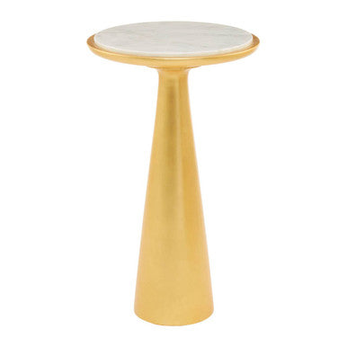 Orsina Lino Large Marble Side Table – Gold Finish Round End Table