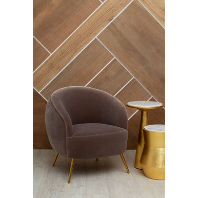 Orsina Lino Small Gold Drum Side Table with White Marble Top