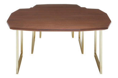 Orsina Walnut Wood Nesting Side Tables – Set of 3 with Gold Legs