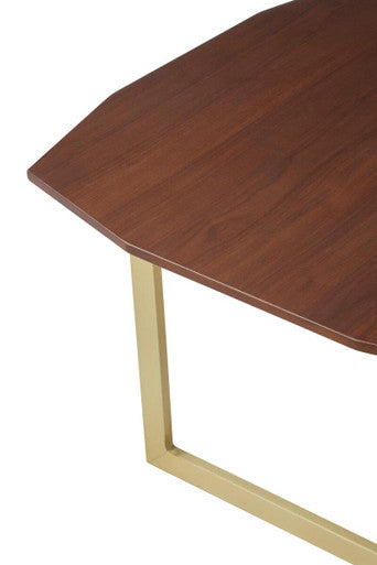 Orsina Walnut Wood Nesting Side Tables – Set of 3 with Gold Legs