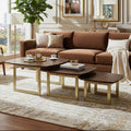 Orsina Walnut Wood Nesting Side Tables – Set of 3 with Gold Legs