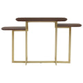Orsina Villi 3-Tier Console Table – Walnut Wood and Gold Metal Frame