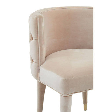 Orsina Villi Beige Velvet Tufted Dining Chair | Mahogany & Gold