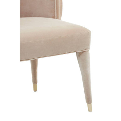 Orsina Villi Beige Velvet Tufted Dining Chair | Mahogany & Gold