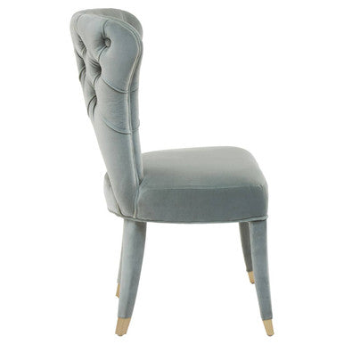Orsina Villi Blue Velvet Tufted Dining Chair with Gold Tipped Legs