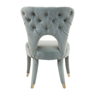Orsina Villi Blue Velvet Tufted Dining Chair with Gold Tipped Legs